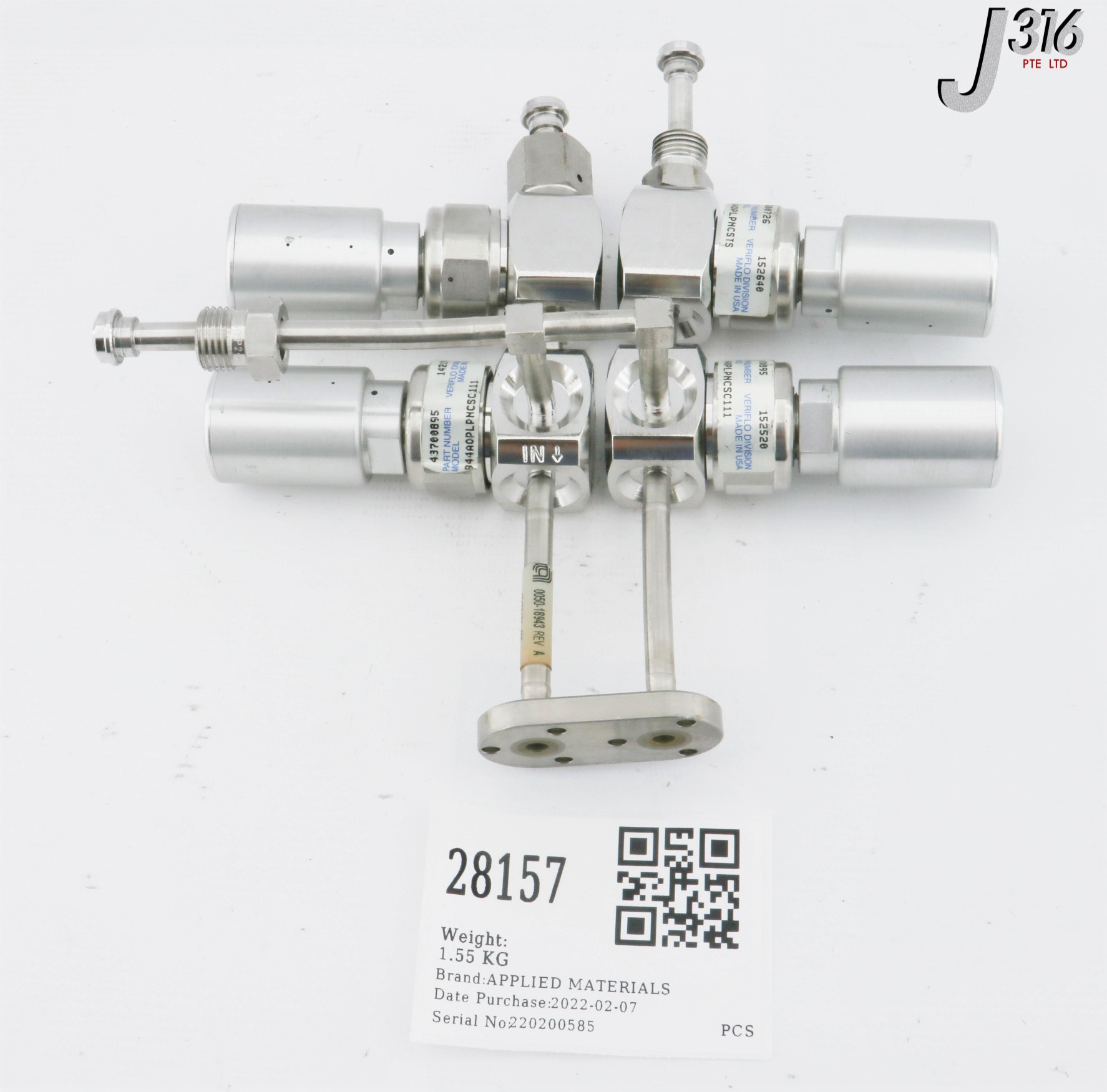 28157 APPLIED MATERIALS DUAL HELIUM GAS LINE #1, HDP-CVD, ULTIMA